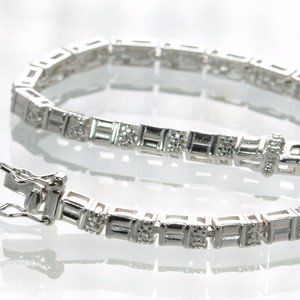 925 Sterling Silver Textured Tennis Bracelet
